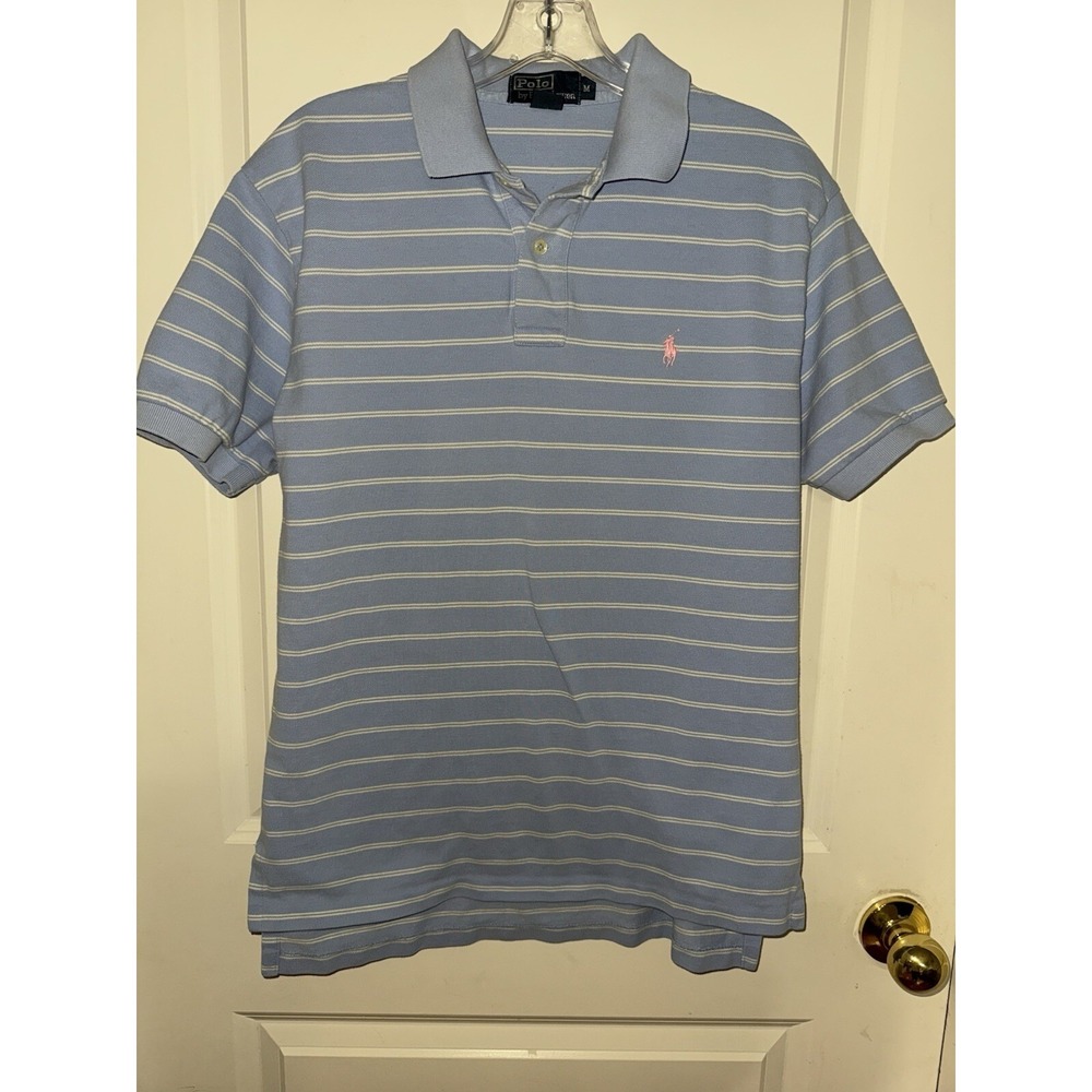 Polo Ralph Lauren Short Sleeve‎ Blue Stripe Polo Shirt Size Medium